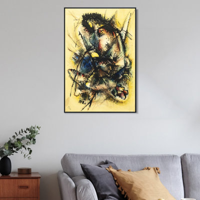 Reproduction d'art sur toile encadrée SANS TITRE de Wassily Kandinsky - Décoration murale pour salon, maison ou bureau (cadre noir fin, 61 x 81 cm)