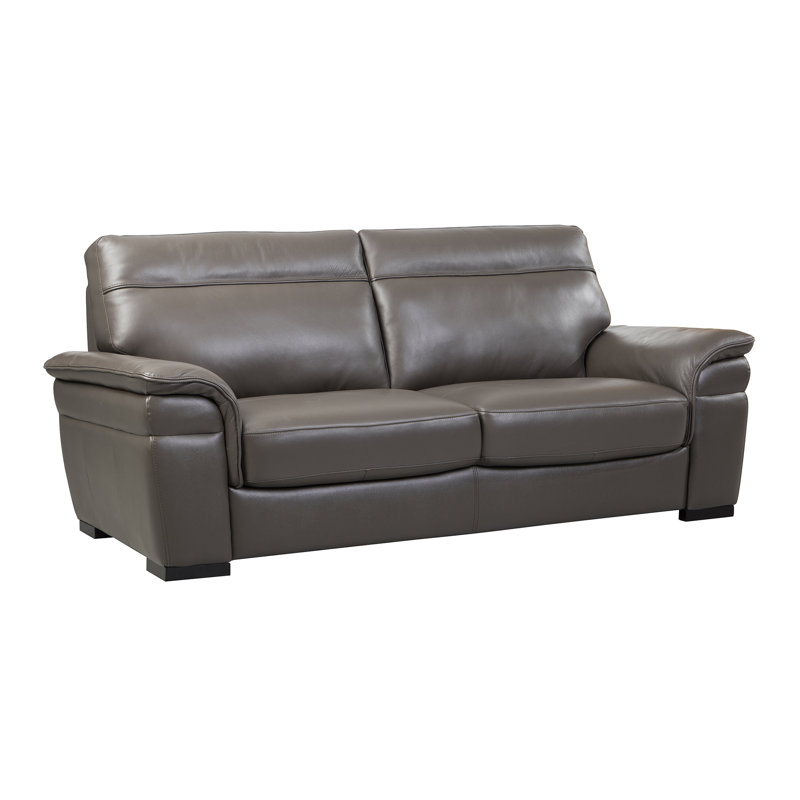Gladi Upholstered 85'' Sofa, Taupe Genuine Leather