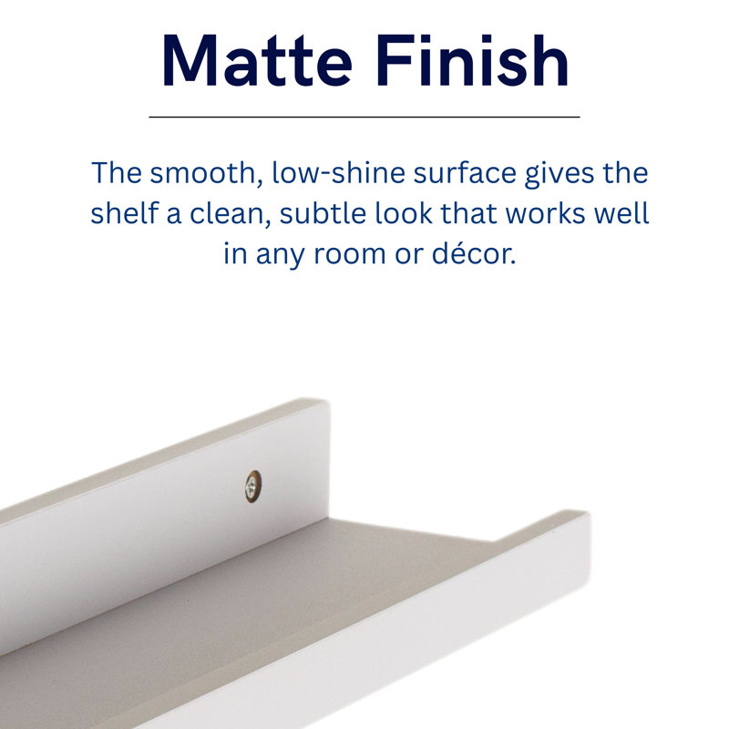 Dura Floating Display Shelf, Lipped Design, Foil-Wrapped Finish, 4.6cm H x 48cm W x 10cm D, White