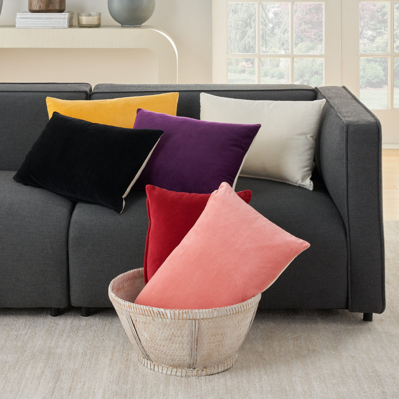 SS900-014020 No Decorative Addition Cotton Reversible Throw Pillow, Black