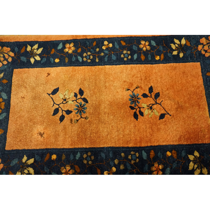 Vintage Floral Design Chinese Peking Wool Pile Scatter Size Area Rug