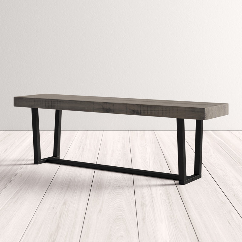 Banc en bois massif Amarapal, Gris