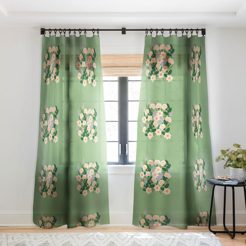 Panneau de rideau transparent 1 pièce Hello Sayang, 50 po x 84 po, Vert
