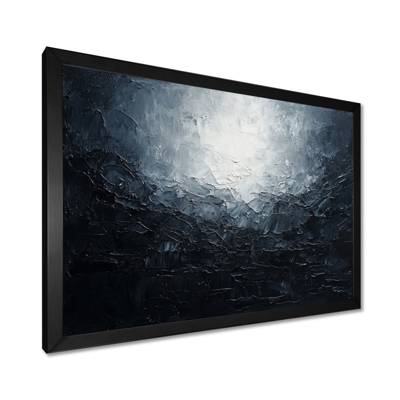 Luray Midnight Sky Abstract Storm - art mural ciel, H 30 po x l 40 po, Cadre simple, Noir, noir, noir, noir