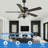 52" Black Crsytal Ceiling Fan with Light and Remote Control 6-speed Reversible DC Motor-985788464
