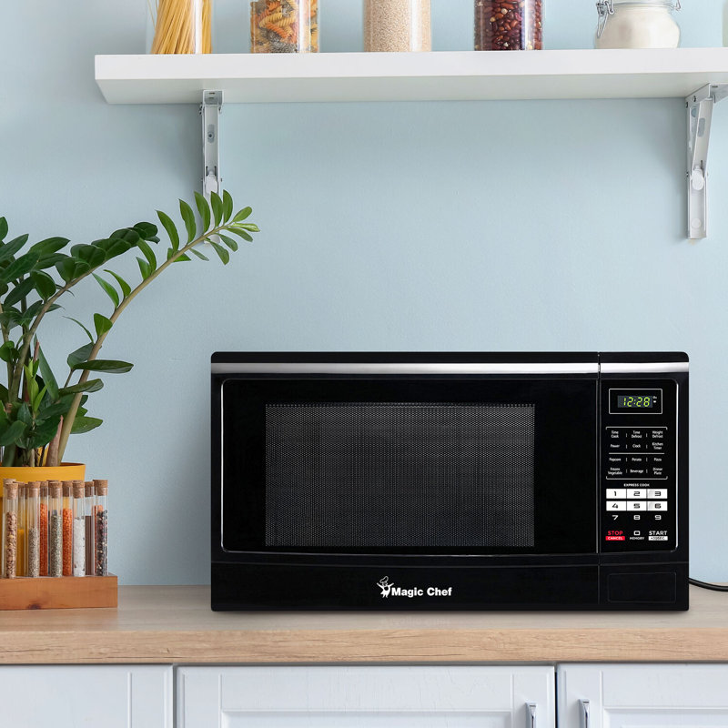 Magic Chef 1.6 Cubic Feet 1100 Watt Countertop Microwave, Black