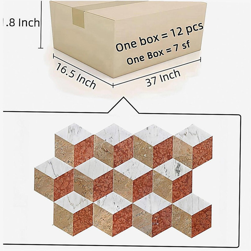Hexagon Water-jet marble,White Gold Red 3 color, natural marble, for floor and wall,polished marble tile, natural stone, genuine marble, real marble, 1 box 12 pcs