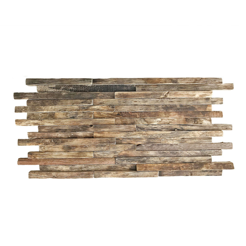 Natural Finish Stacked Boat Wood Mosaic Wall Tile