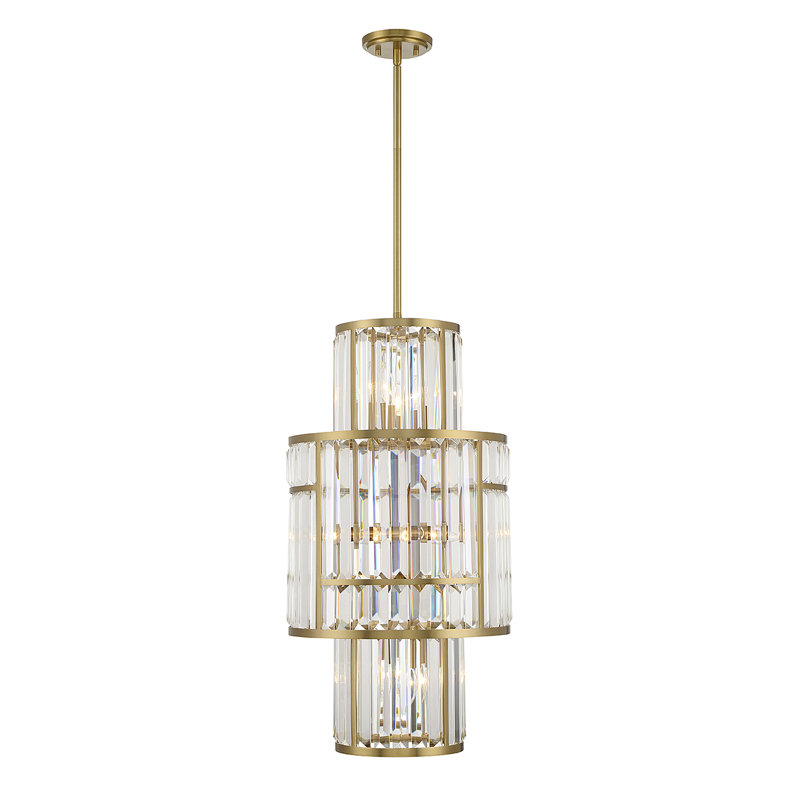 Luminaire suspendu cylindrique à 8 lumières, Or