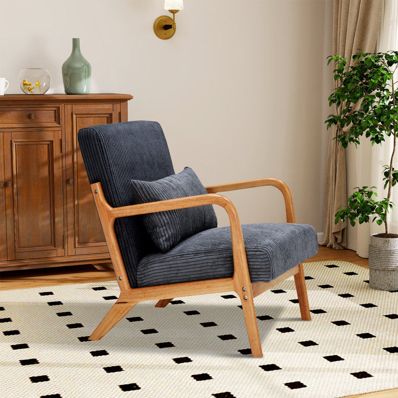 Chaise d'appoint rembourrée avec coussin lombaire, Polyester gris