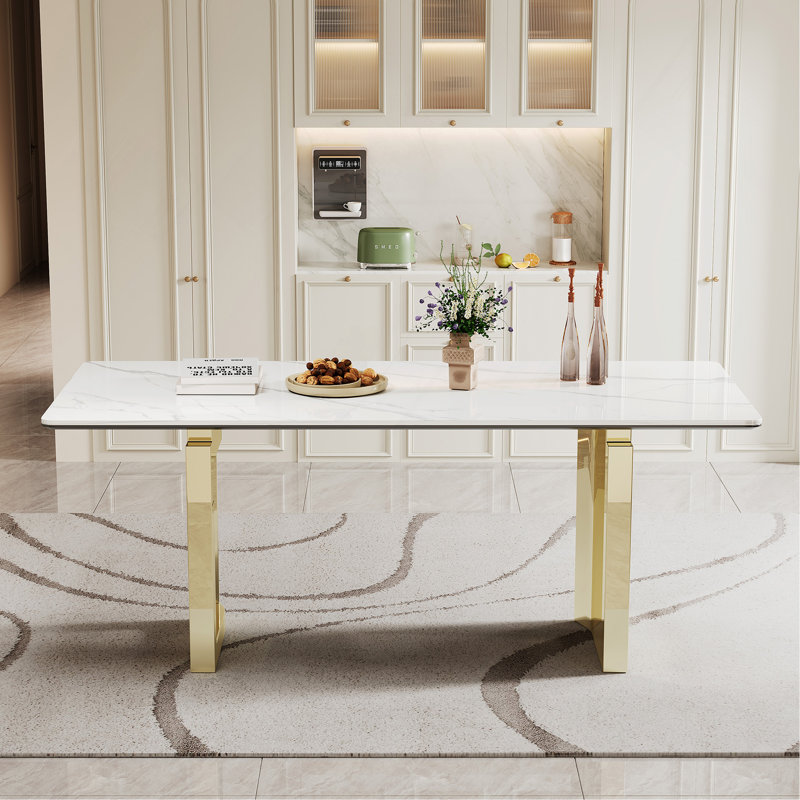 Table de salle à manger rectangulaire en verre trempé épais de 0,47 po avec base en acier inoxydable