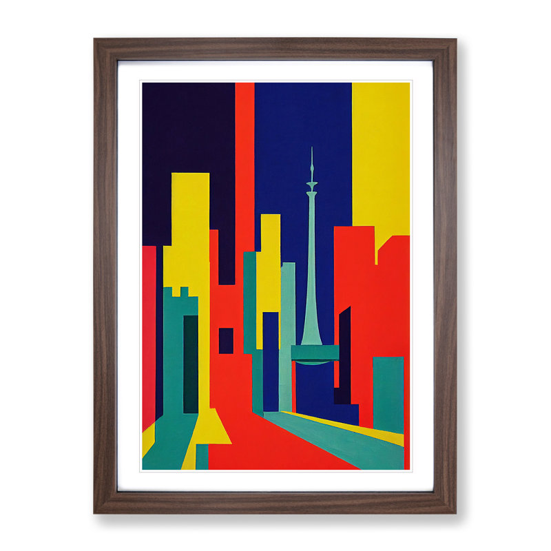 Unique Abstract Architecture No.6 Skyscraper - Single Picture Frame Print, 46cm H x 34cm W x 2cm D, Walnut Framed