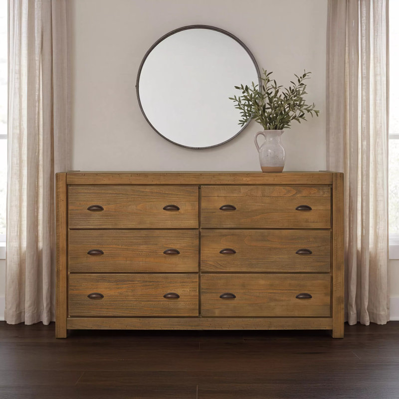 Commode double 6 tiroirs Montauk, Gris rustique