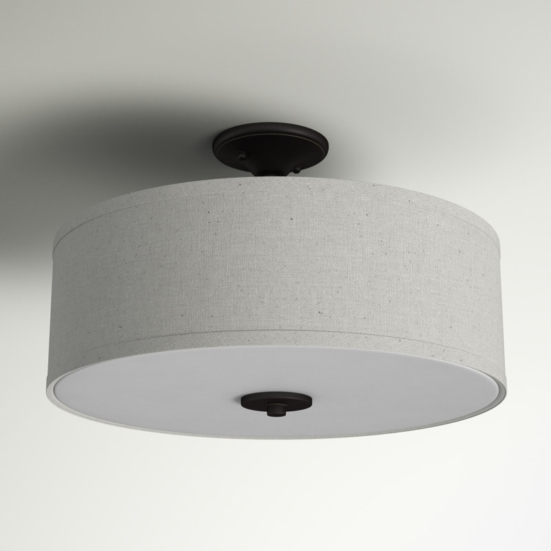 Armindo Fabric Semi Flush Mount, Antique Bronze