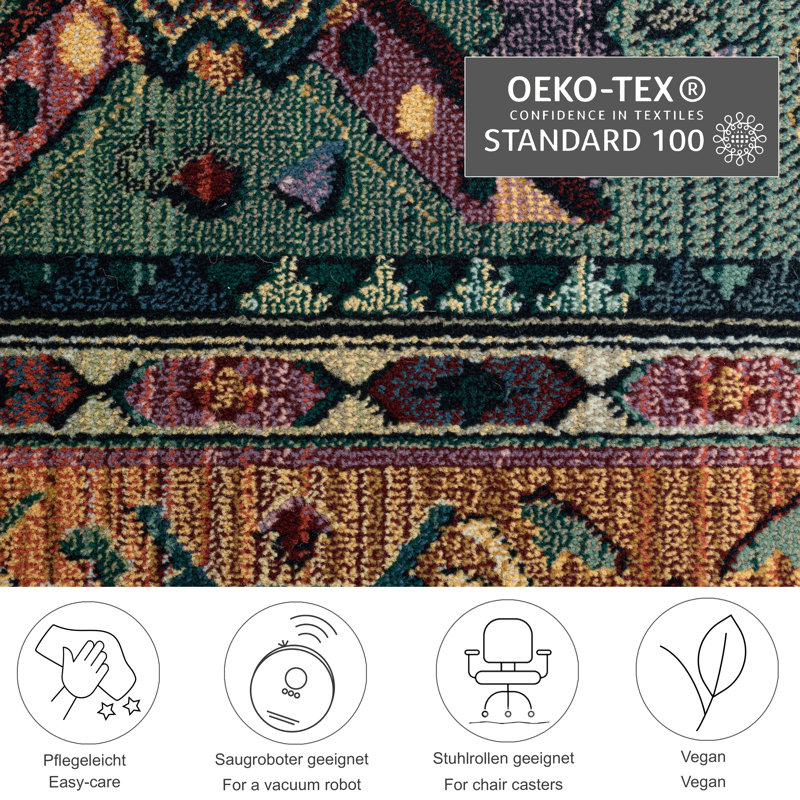 Pip Machine Woven Green Indoor Rug, Rectangle 90 x 160cm