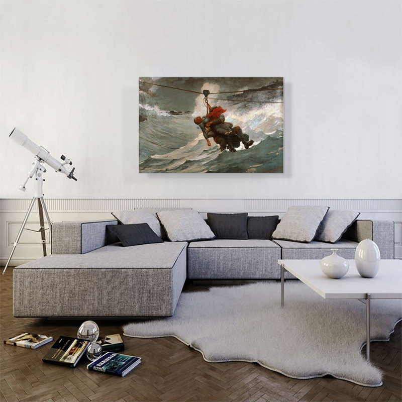 «The Life Line 1884» par Winslow Homer, reproduction d'art sur toile tendue, H 26 po x l 40 po x 1,5 po