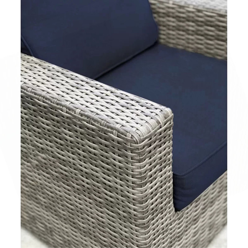 Fauteuil club en osier Sunbrella Gris