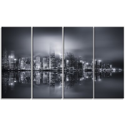 Hong Kong Black and White Panorama' Graphic Art Multi-Piece on Wrapped Canvas -  Design Art, PT10979-271