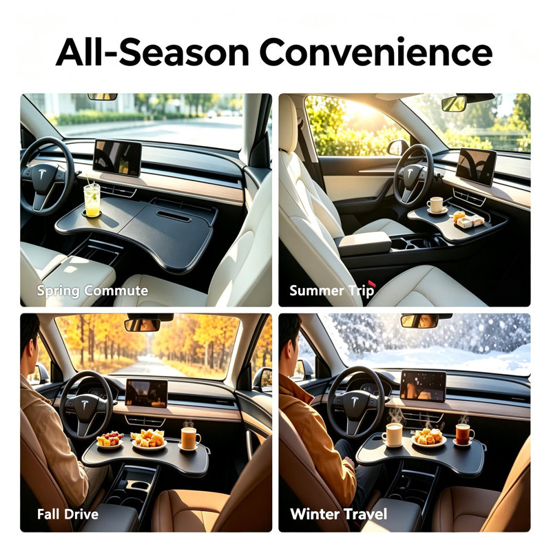 Foldable Car Front Seat Table, Portable Multifunctional Auto Tray Table for Eating, Working and Travel Storage