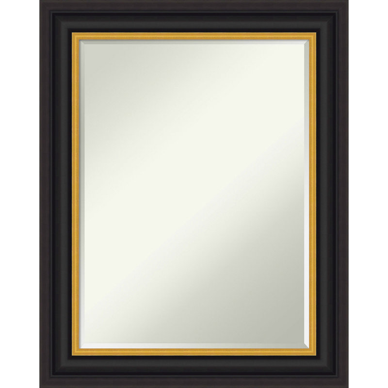 Sierra Half-Inch-Bevel Wood Framed Wall Mirror, Black