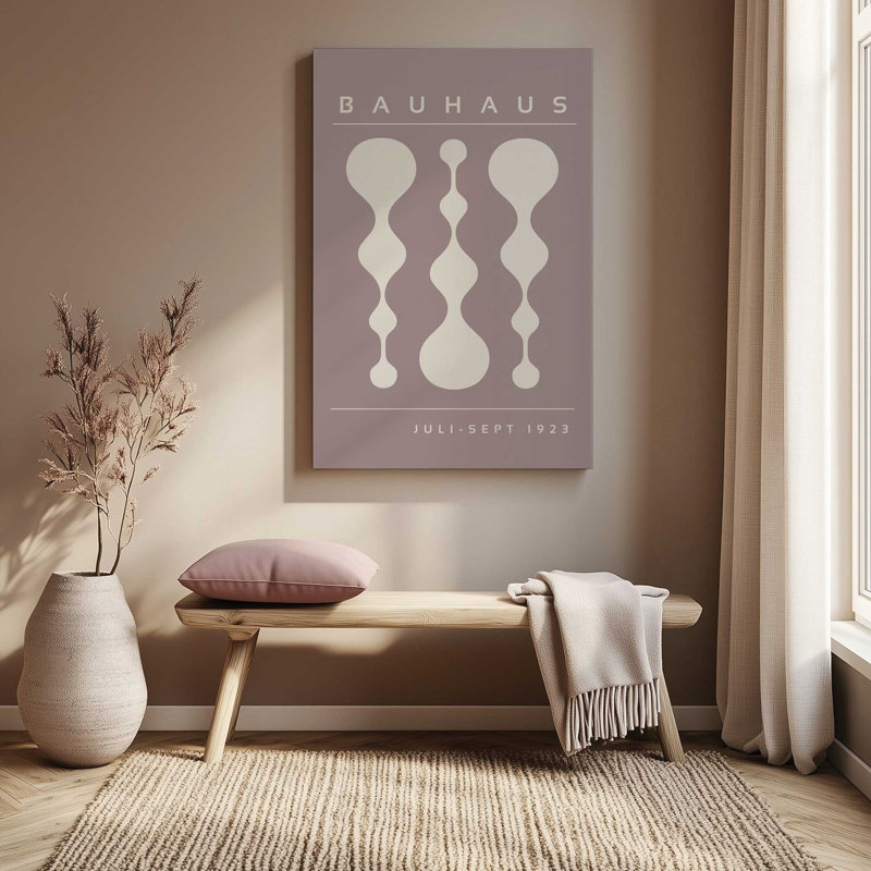 Affiche rétro Bauhaus II , H 18 po x l 12 po, Sans cadre, Toile tendue taupe chaude