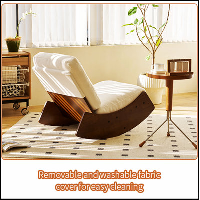 Chaise berçante confortable, tissu d'ameublement de haute qualité, structure en bois massif, parfaite pour les chambres à coucher et les salons, ensemble de 2