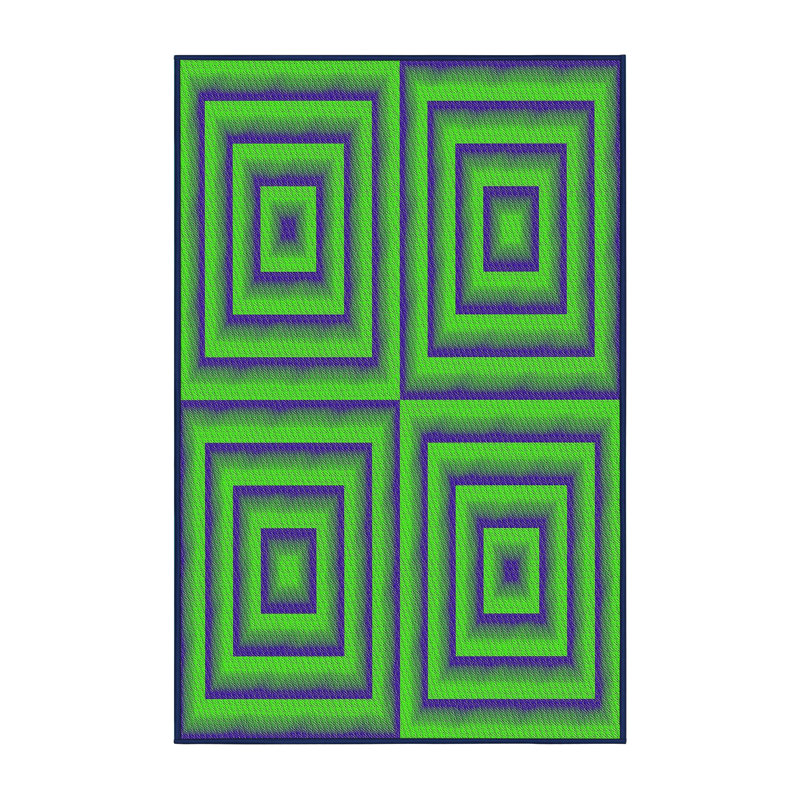 Tapis vert/noir tissé à la machine, Rectangle 8 pi x 12 pi