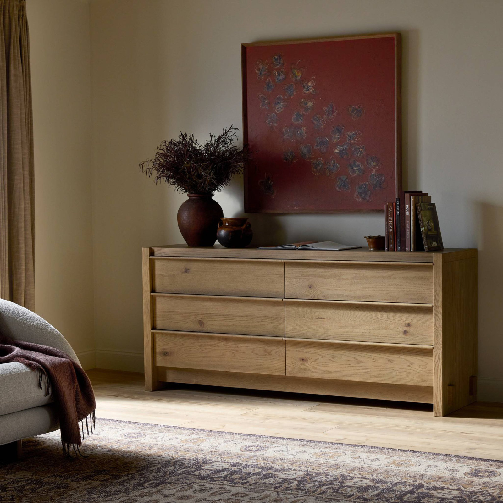 6 - Drawer Double Dresser, Sandy Oak Resawn
