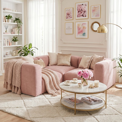 Modern Upholstered Corner Sectional Sofa, 3-Piece Modular Couch With Deep Seating, Compact L-Shaped Lounge Sofa For Living Room Apartment