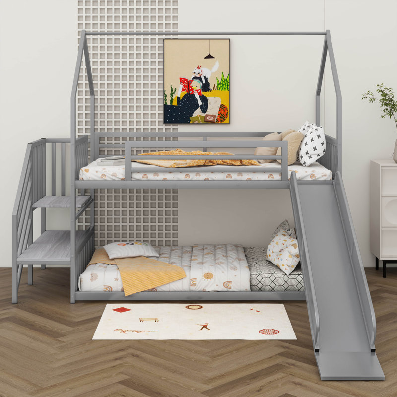 Abbigal Kids Twin Bunk Bed, Silver