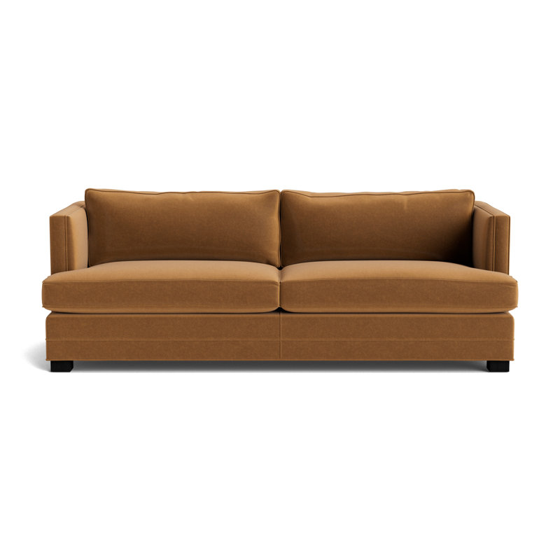 Keaton No Nail 94 Sofa, Performance Velvet - Hazelnut, Black