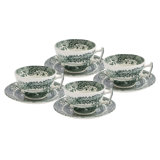 Heritage Green Italian 7 Oz. Teacups & Saucers, Set of 4