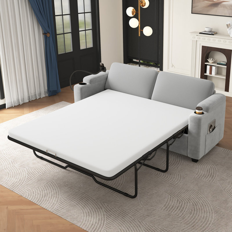Canapé-lit 72,8 po avec matelas double, Gris