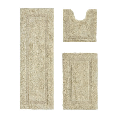 Annerose Premium 100% Cotton 3 Piece Bath Rug Sets, Machine Washable, Super Absorbent & Tufted Weave Reversible Bath Mat for Bathroom, Shower, and Tub, Oeko-Tex Certified Bathroom Rugs