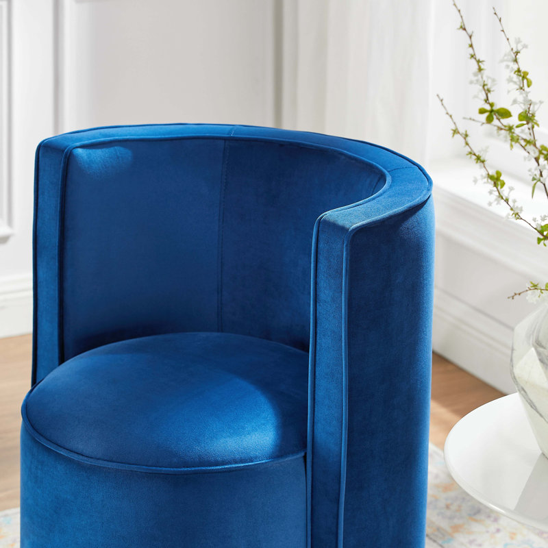 Della Performance Velvet Fabric Swivel Chair, Navy Velvet