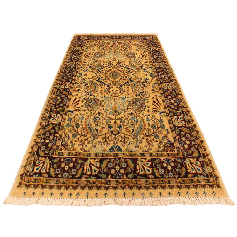 Tapis oriental rouge / brun clair en laine noué à la main 3 pi 1 po x 5 pi 4 po Oriental