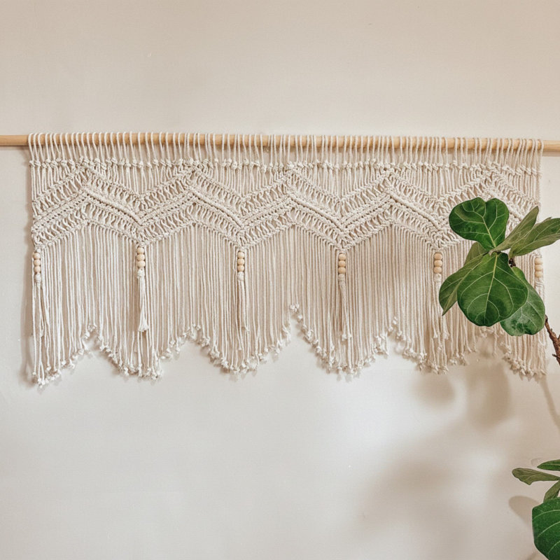 Boho-inspired 52''w Macrame Doorway Curtain