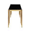Table de salle à manger rectangulaire en verre de 65 po, plateau en verre trempé et pieds dorés polis, table de style moderne pour la maison, la cuisine et la salle à manger