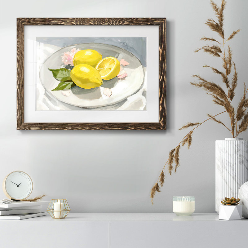 " Lemons On A Plate I ", Walnut, 18" H x 26" W x 1.5" D