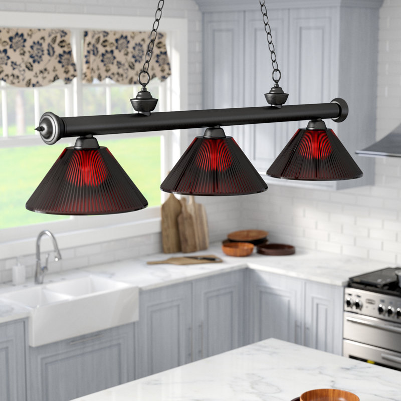 Chevelle 3 - Light Pool Table Lights Pendant, Dark Blue, Matte Black, 14.25" H x 57.5" W x 14.25" D