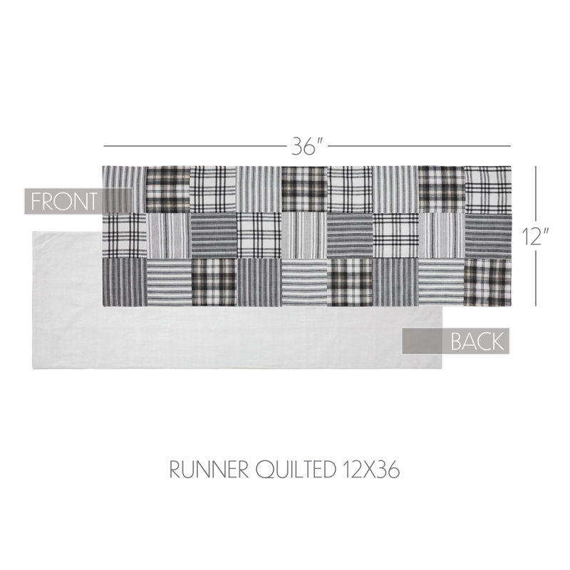 Sawyer Mill Black Runner Quilted 12x36, 36" x 12"