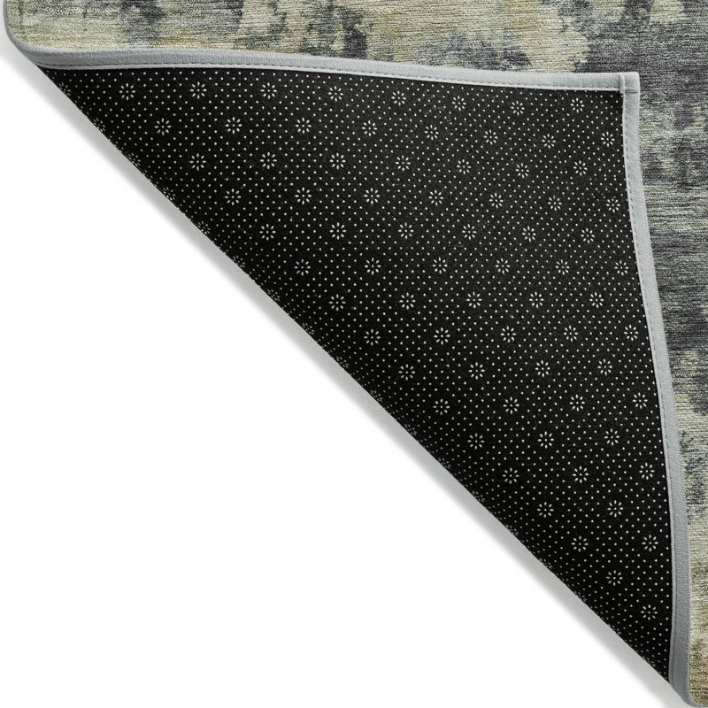 Tapis intérieur / extérieur gris lavable à la machine Xhevrie, Rectangle 10 pi x 14 pi