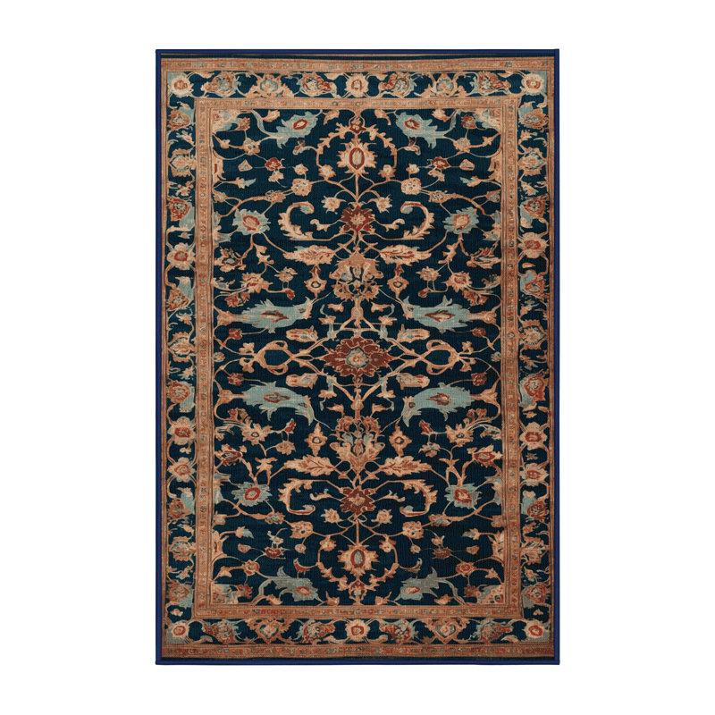 Machine Washable Persian Blue Area Rug, Rectangle 2' x 3'