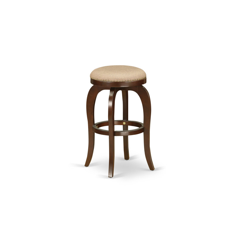 Tabouret Elzada, Siège moka / structure acajou, Tabouret de bar (assise de 30 po de hauteur)