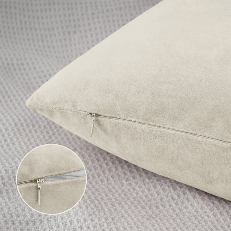Square Scatter Velvet Cushion Cover ( Set of 4 ), Beige