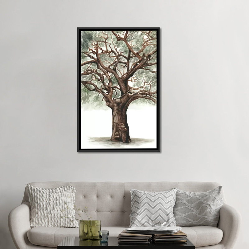 « chêne tree composition ii », impression sur toile, H 26 po x l 18 po x P 1,5 po, Pas de tapis, Toile encadrée noire