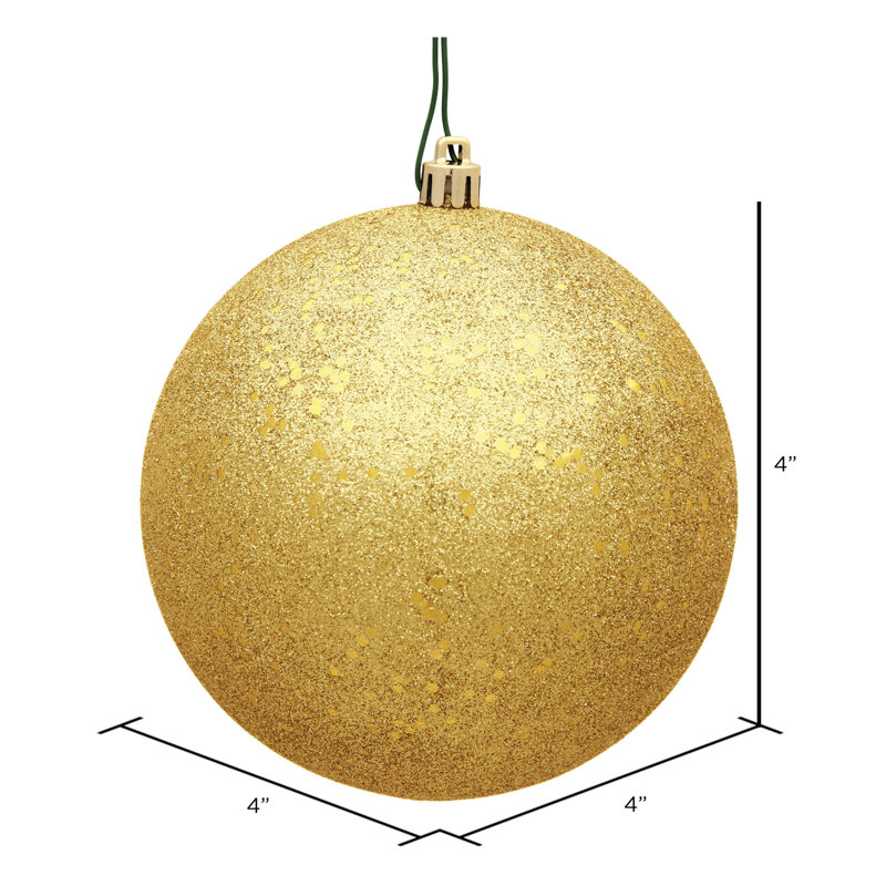 Ornement boule 4 po, Paillettes miel doré