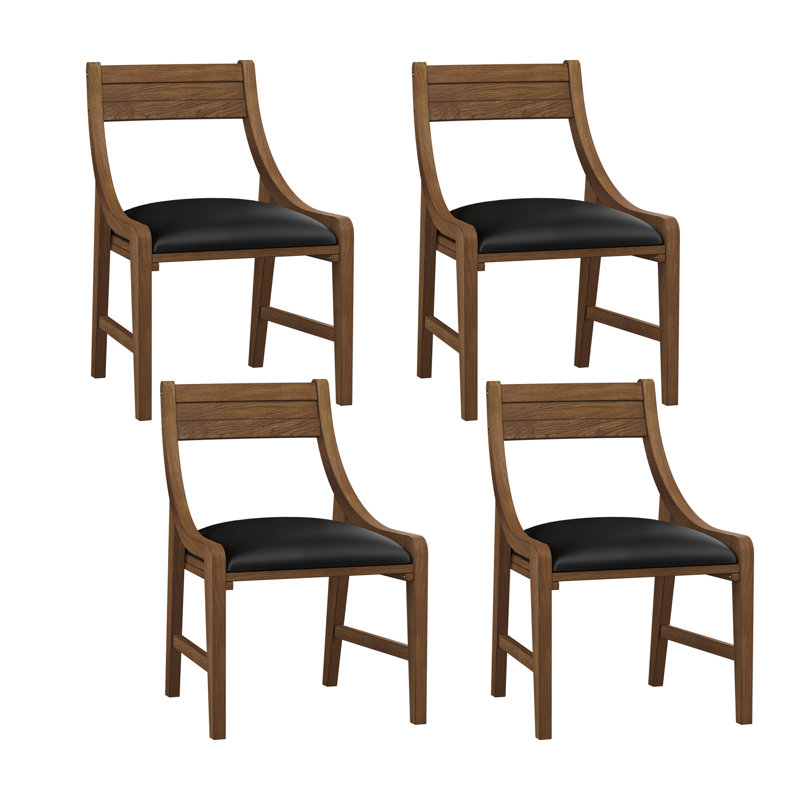 Chaise de jeu en bois et rembourrée Gillette, ensemble de 4, brun