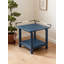 Table d'appoint extérieure double couche en PEHD bleu, l 17,72 po x P 14,96 po x H 17,32 po, pour la cour intérieure