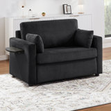 2-In-1 Convertible Corduroy Sleeper Sofa Couch With Memory Foam Mattress And USB Charging Ports ,Pull Out Sofa Bed With Foldable Side Table And Side Storage Pocket For Living Room, Apartment Or Office